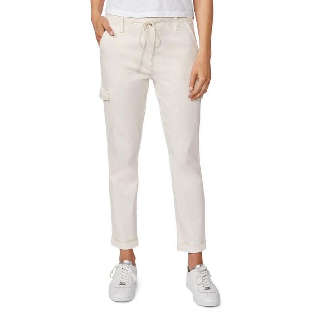 Paige‎ Christy Cargo Jeans Quartz Sand Cream Cuffed Cropped